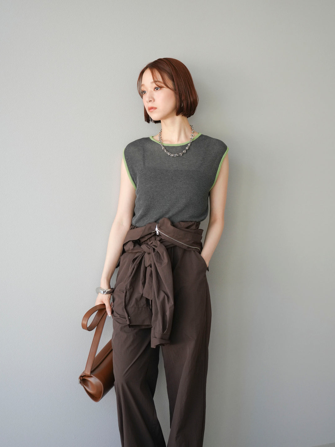 [予約]ナイロンジャンプスーツ/ブラウン