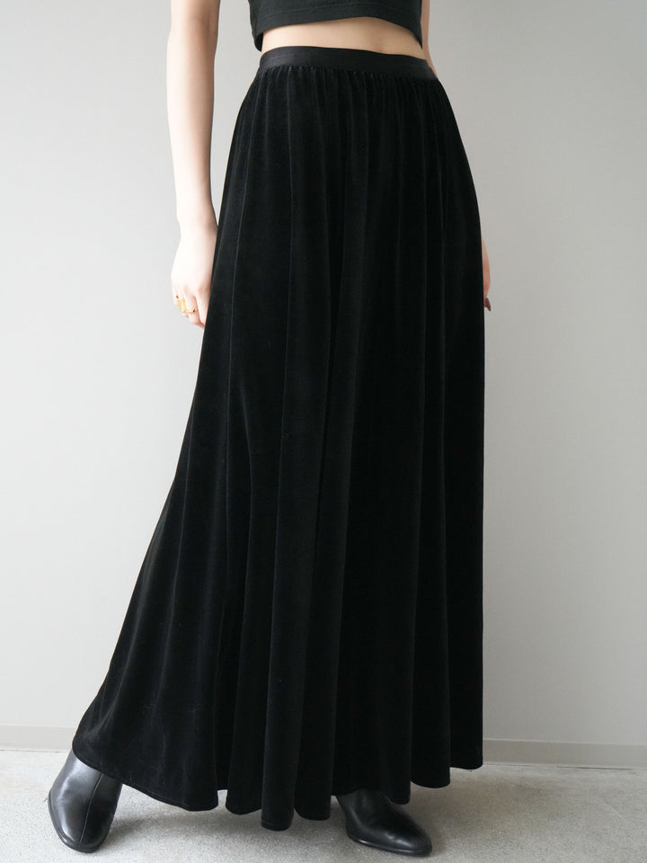 [予約]ベロアフレアスカート/black