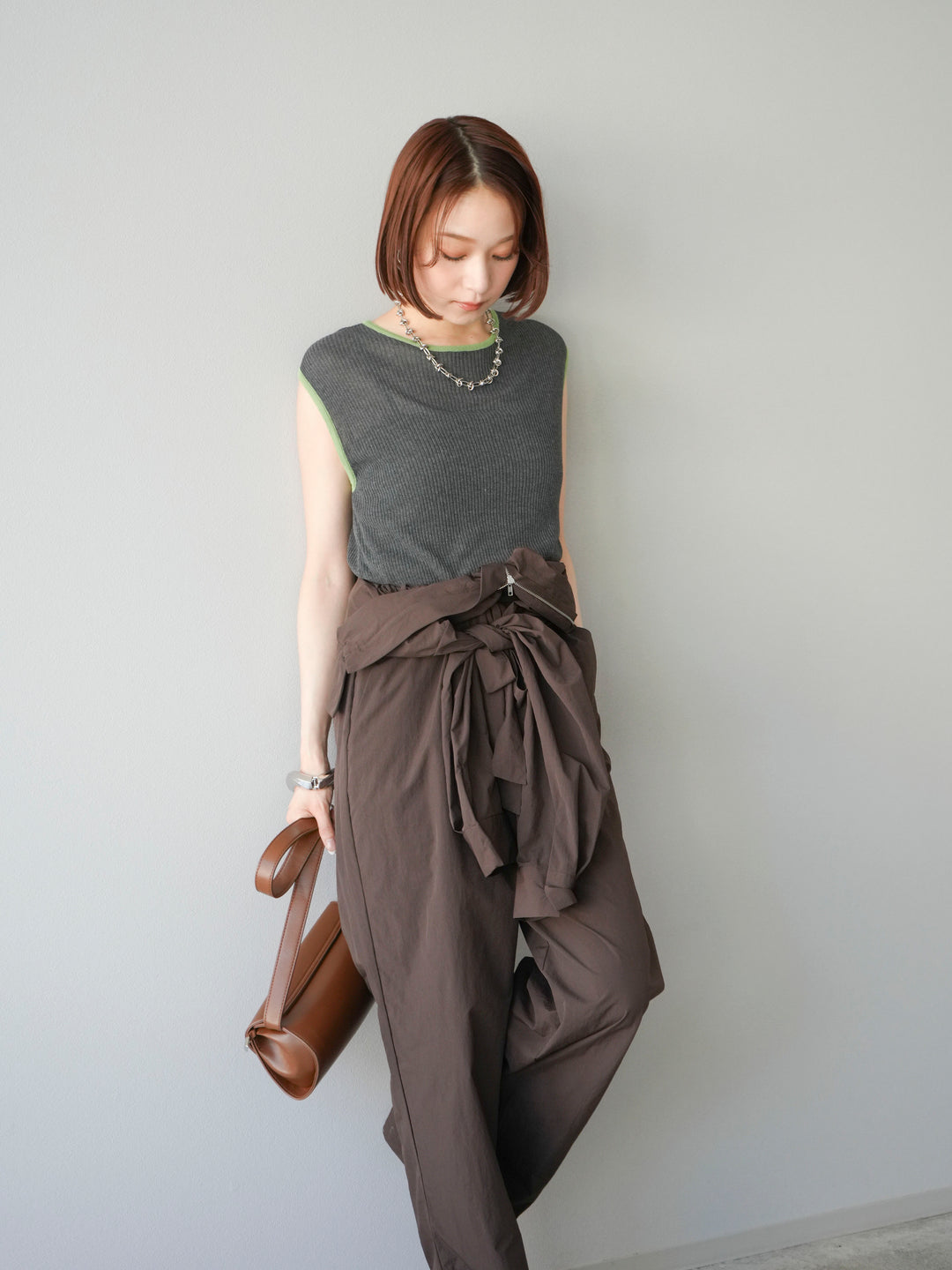 [予約]ナイロンジャンプスーツ/ブラウン