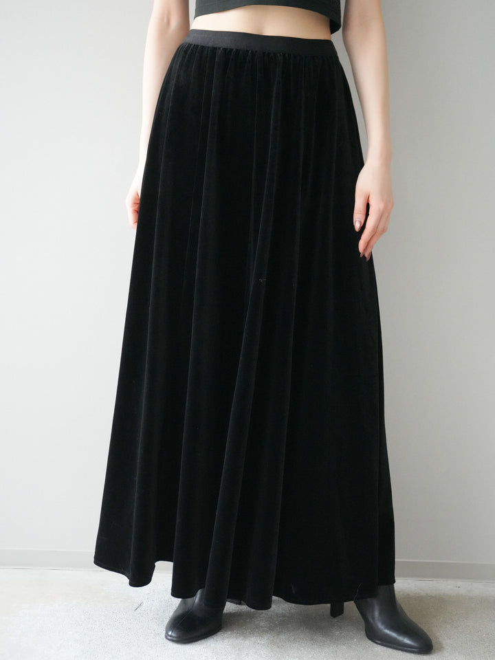 [予約]ベロアフレアスカート/black