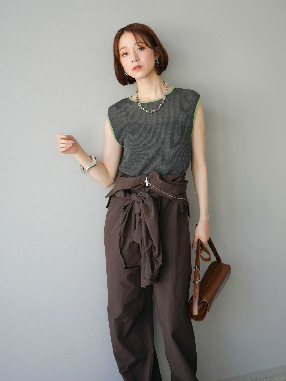 [予約]ナイロンジャンプスーツ/ブラウン