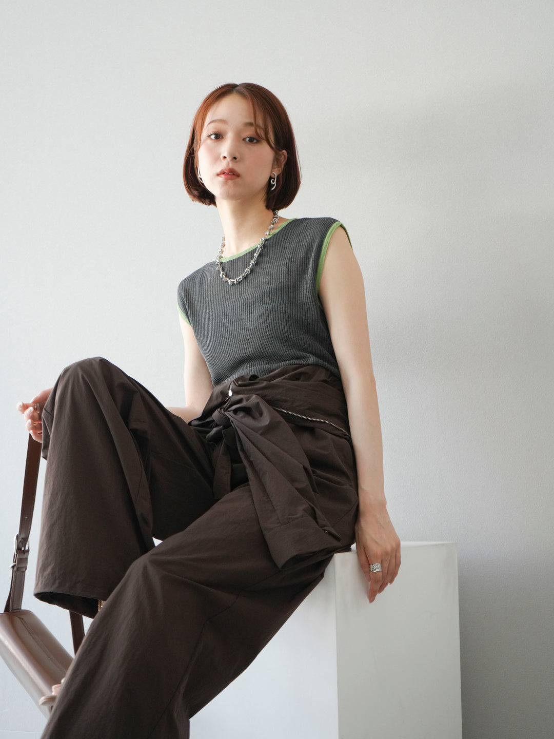 [予約]ナイロンジャンプスーツ/ブラウン