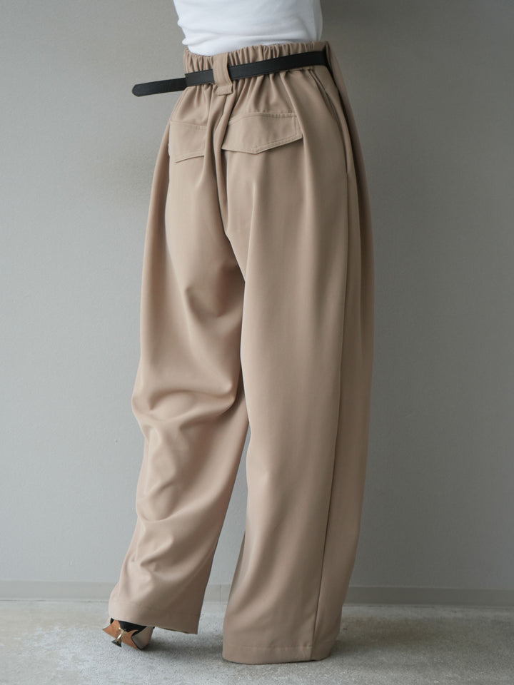 [予約]ベルト付タックワイドパンツ/ベージュ