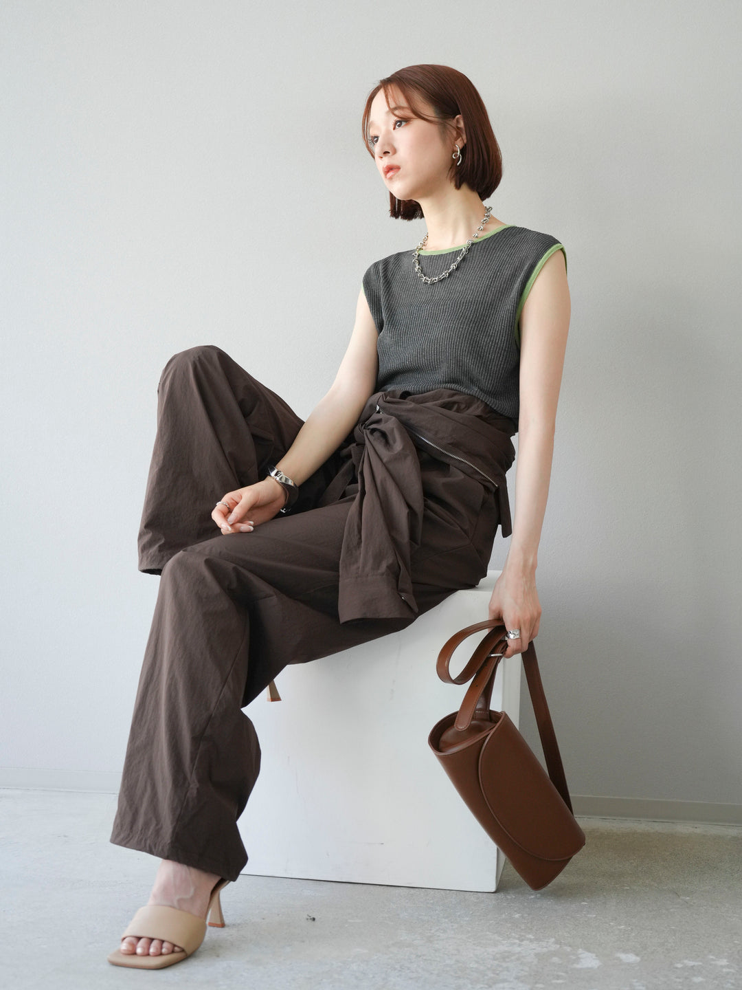 [予約]ナイロンジャンプスーツ/ブラウン