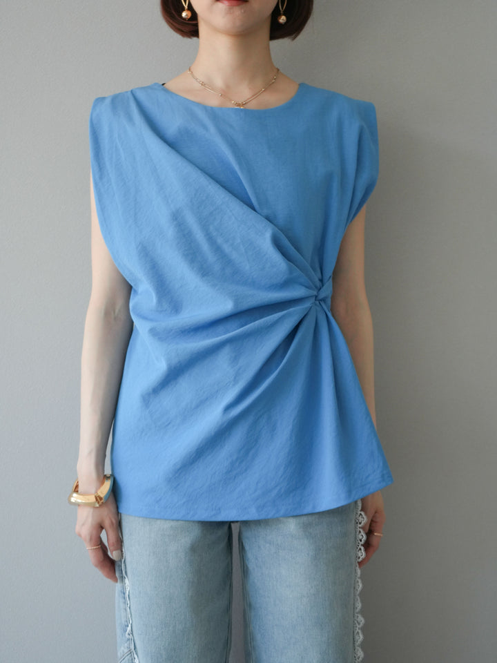 [予約]サイドツイストフレンチトップス/ブルー