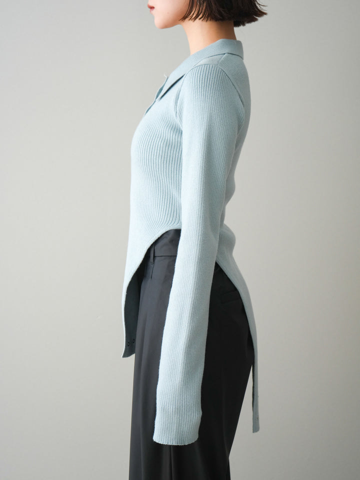 [予約]リブポロニットボディスーツ/blue