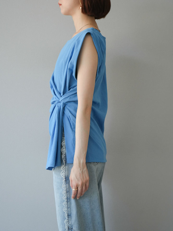 [予約]サイドツイストフレンチトップス/ブルー