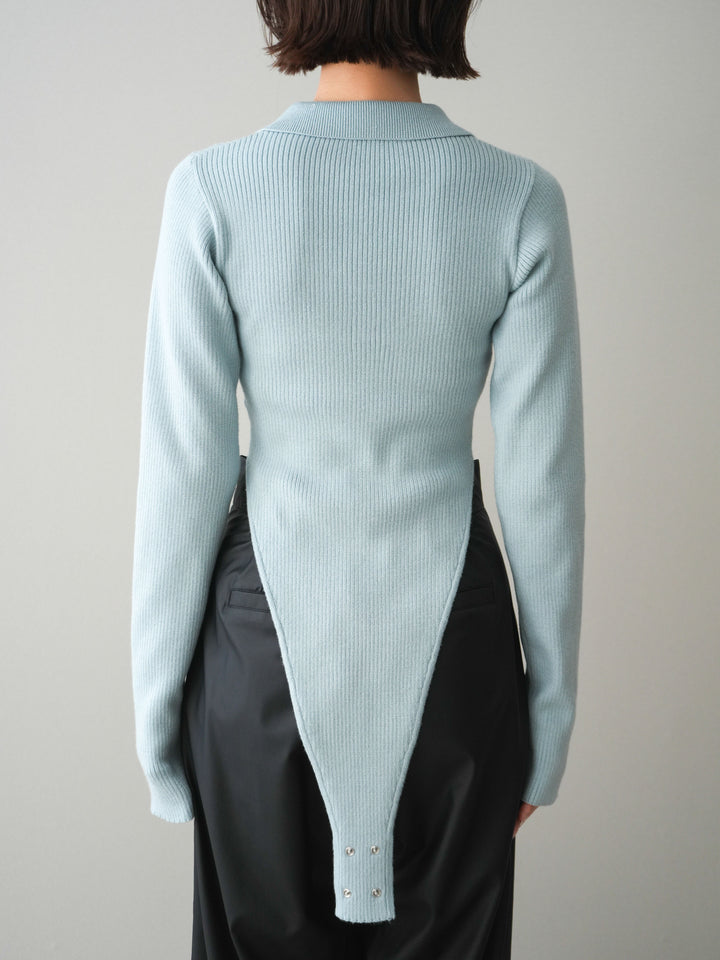 [予約]リブポロニットボディスーツ/blue