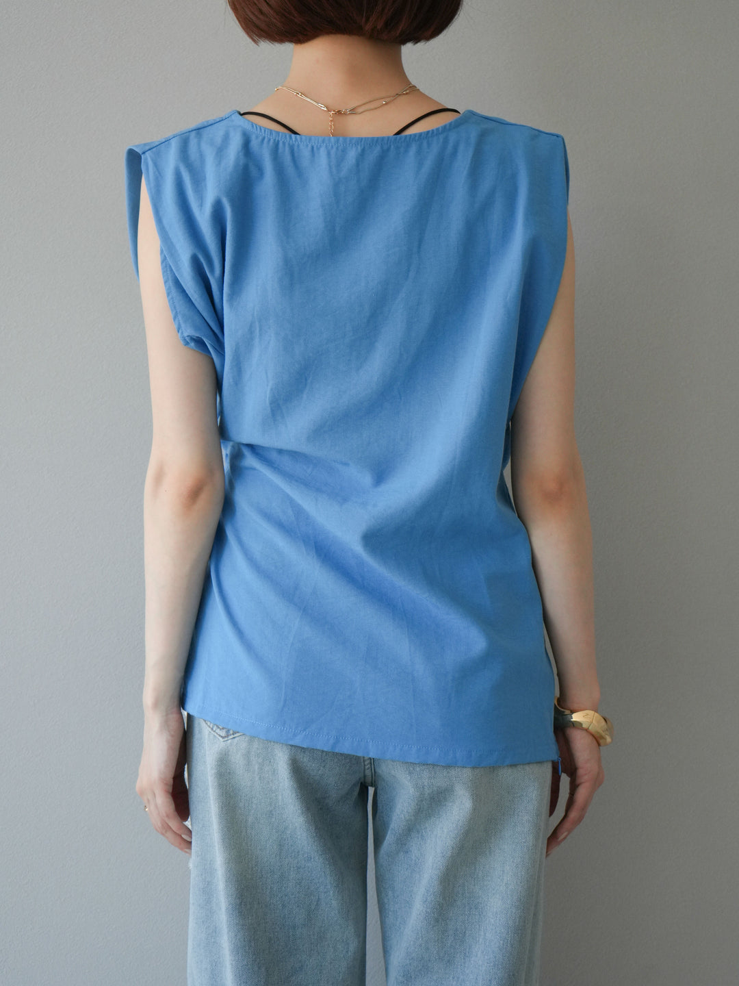 [予約]サイドツイストフレンチトップス/ブルー
