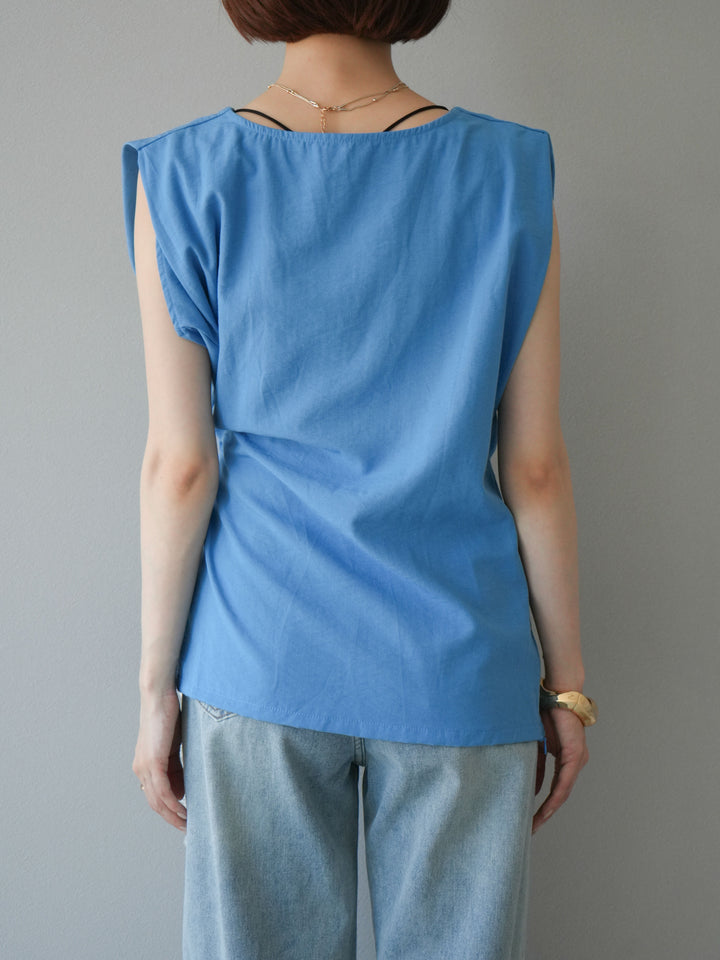 [予約]サイドツイストフレンチトップス/ブルー