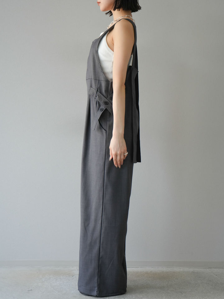 【預購】皮帶設計工裝褲/灰色