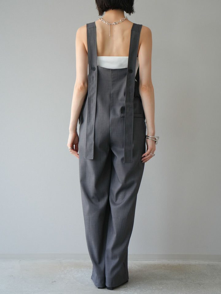 【預購】皮帶設計工裝褲/灰色