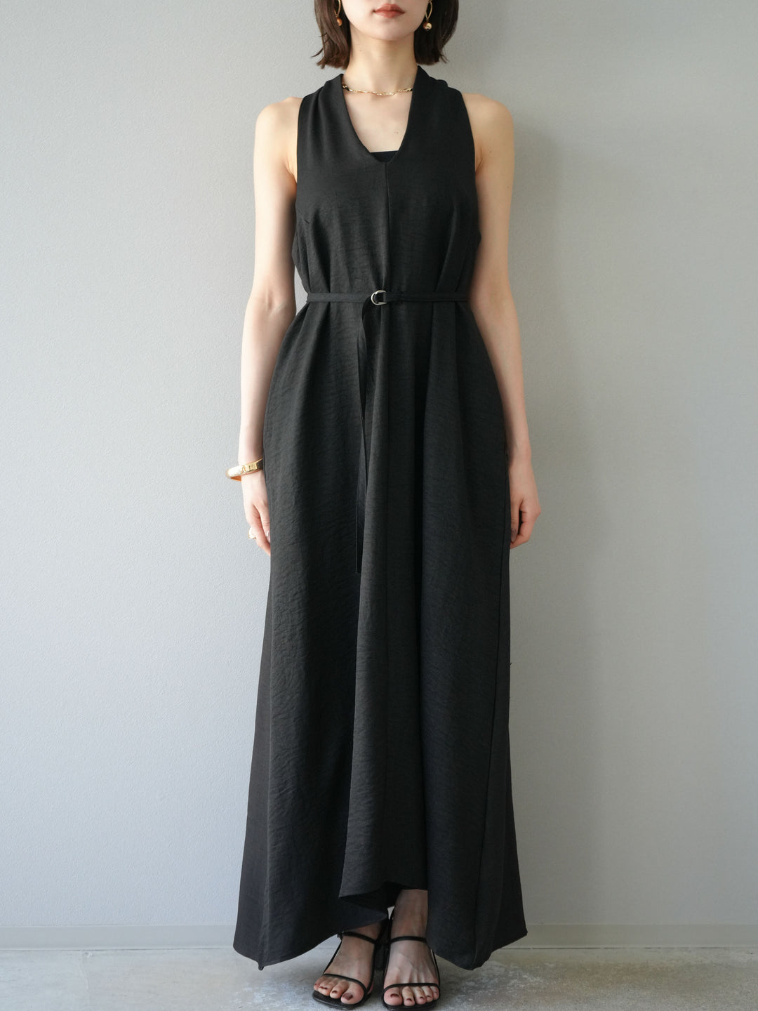 【預購】環形設計不均勻染色洋裝/黑色