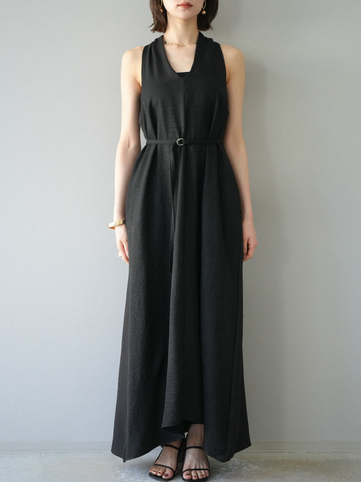 【預購】環形設計不均勻染色洋裝/黑色