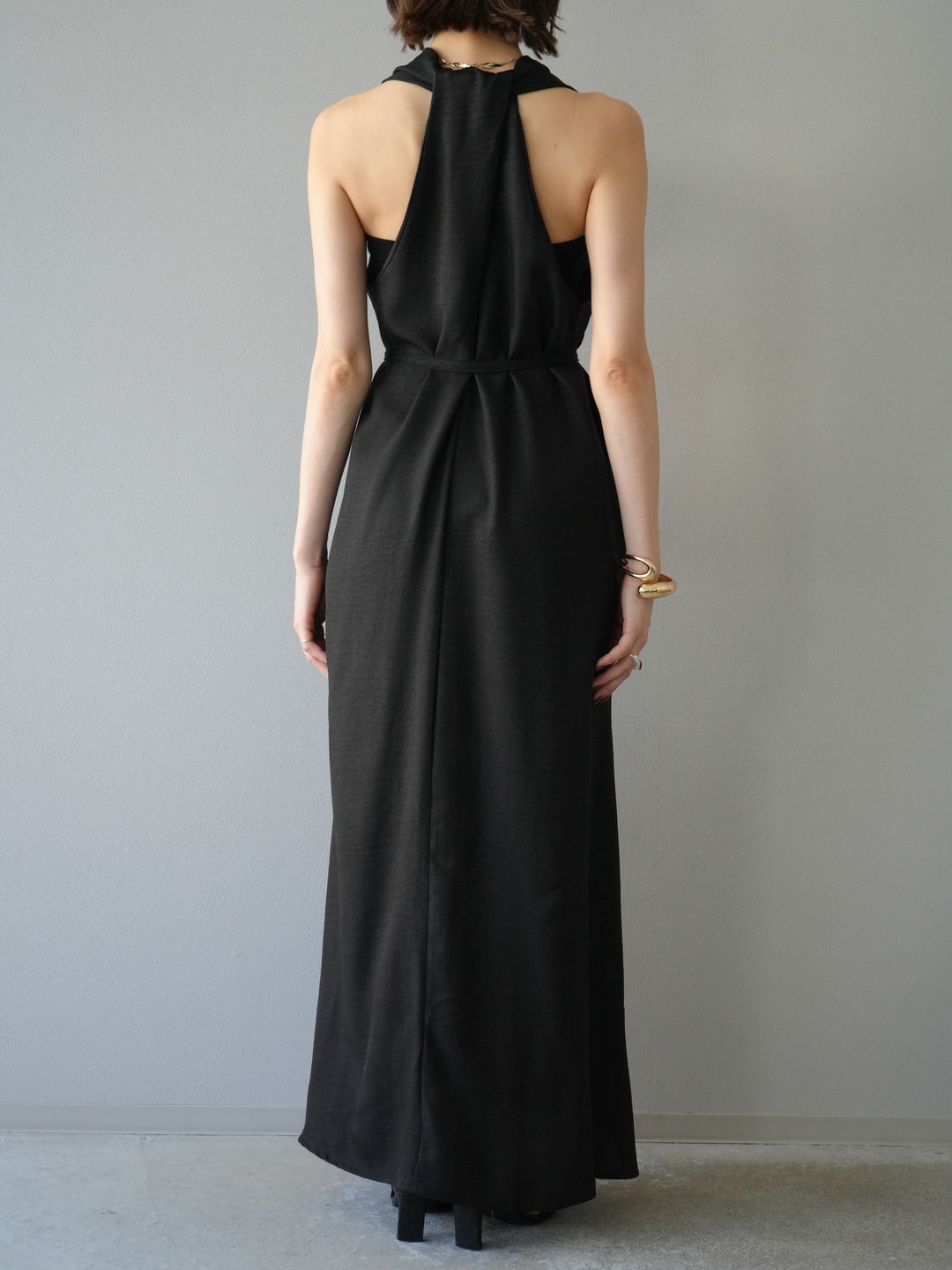 【預購】環形設計不均勻染色洋裝/黑色