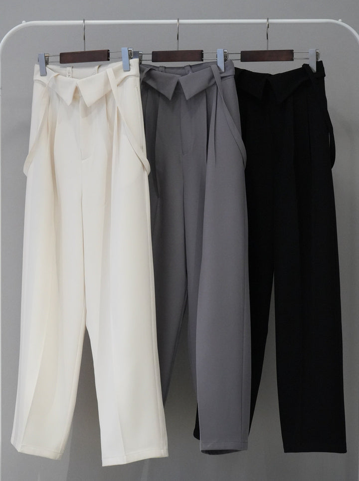 [SET] Yoryu 波浪透明上衣 + 吊帶 2WAY 設計腰帶寬褲 (2set)