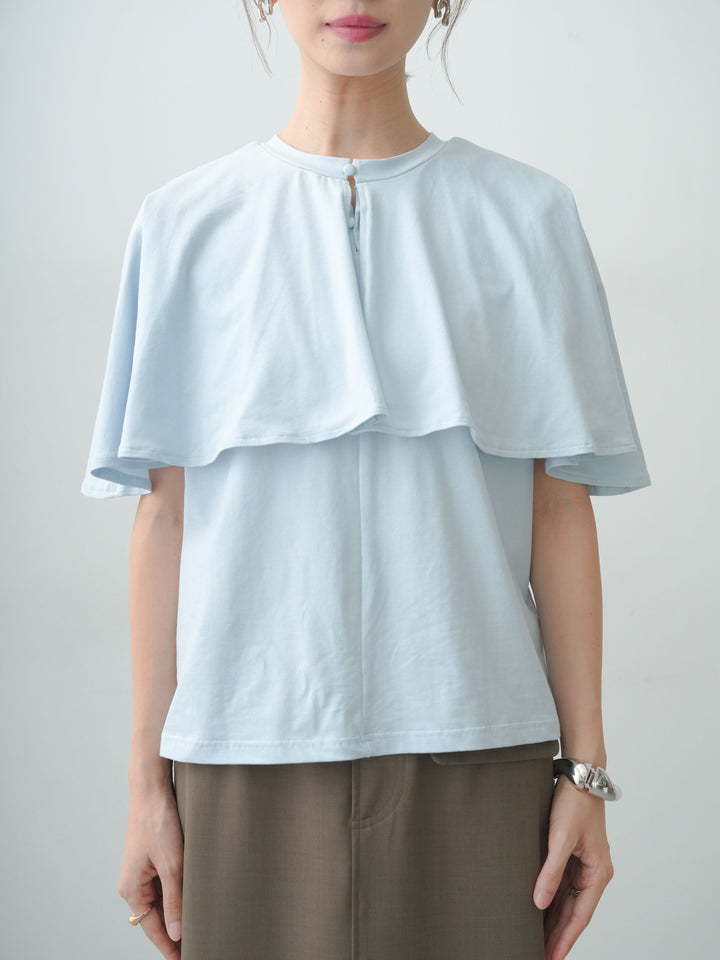 [予約]前後2wayケープTEE/lightblue