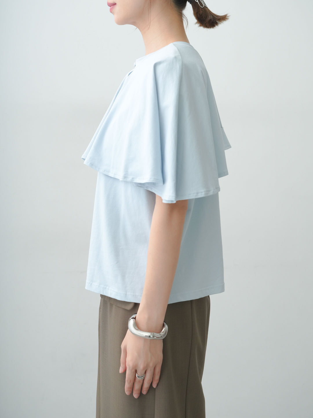 [予約]前後2wayケープTEE/lightblue