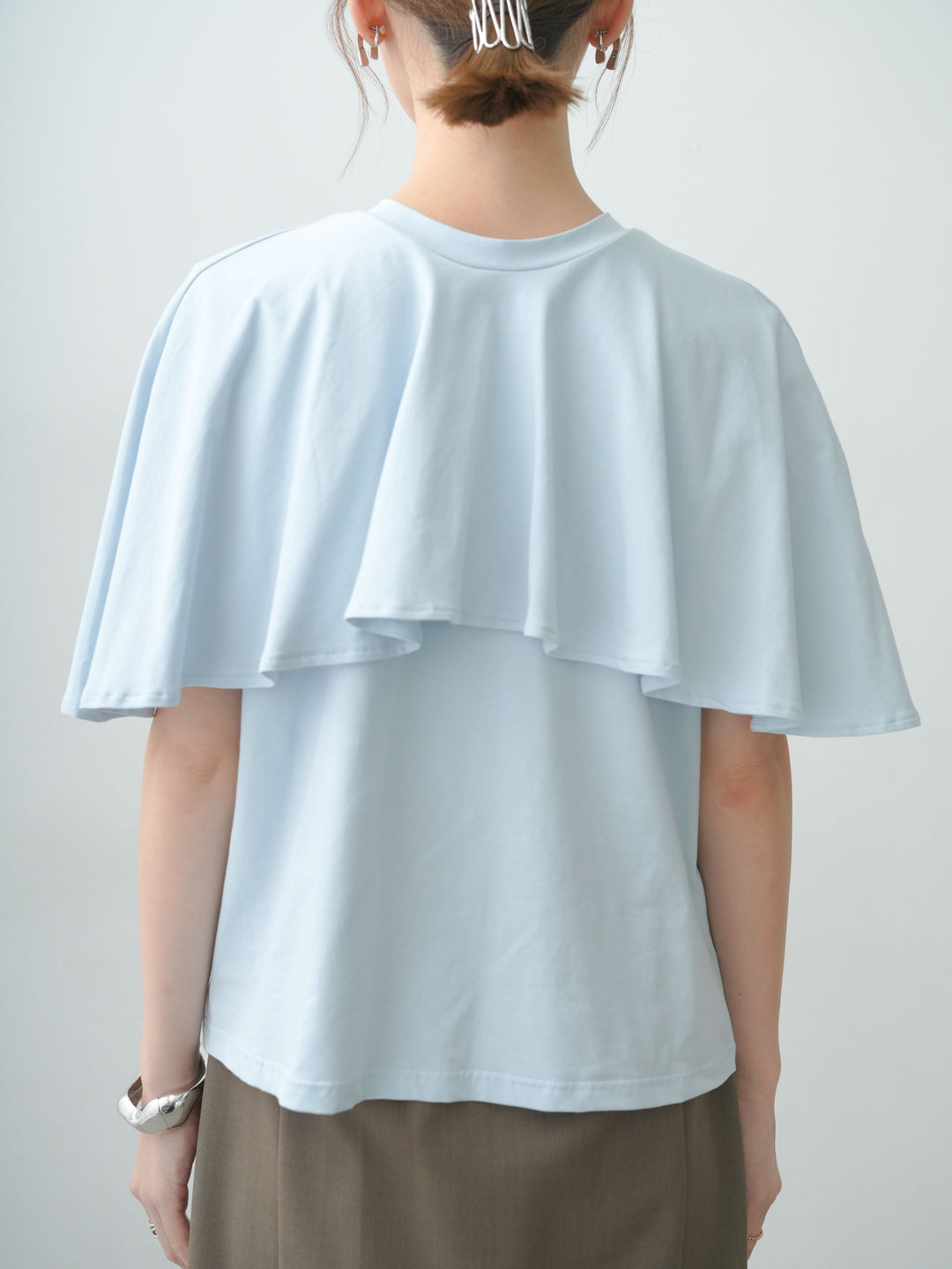 [予約]前後2wayケープTEE/lightblue