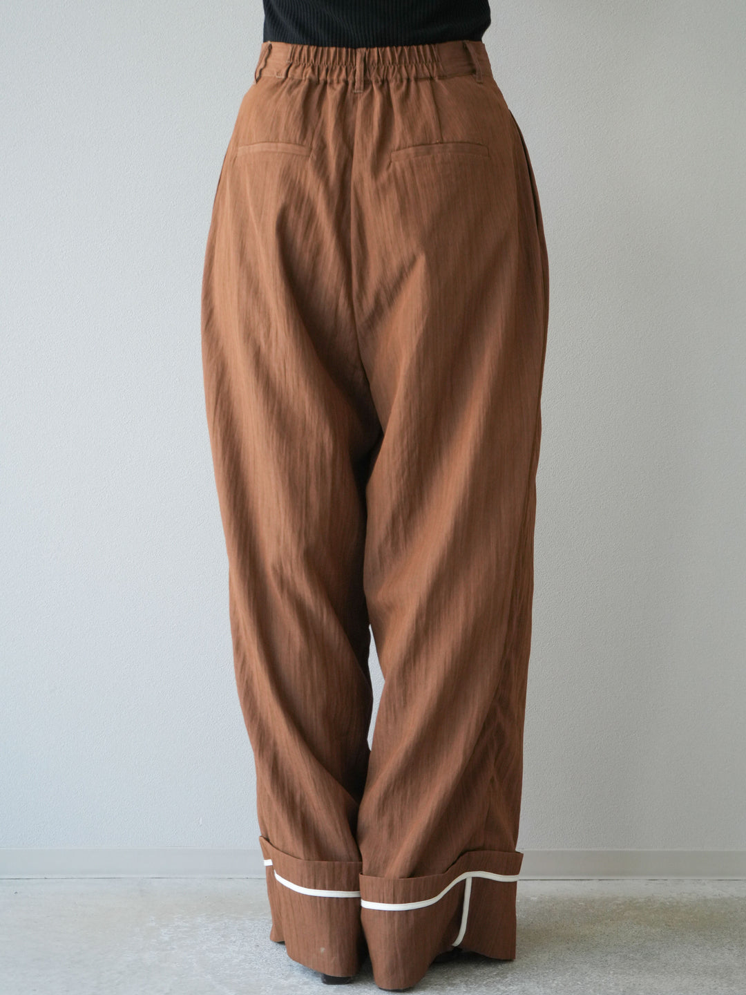 【預購】仿麻下擺寬褲/棕色