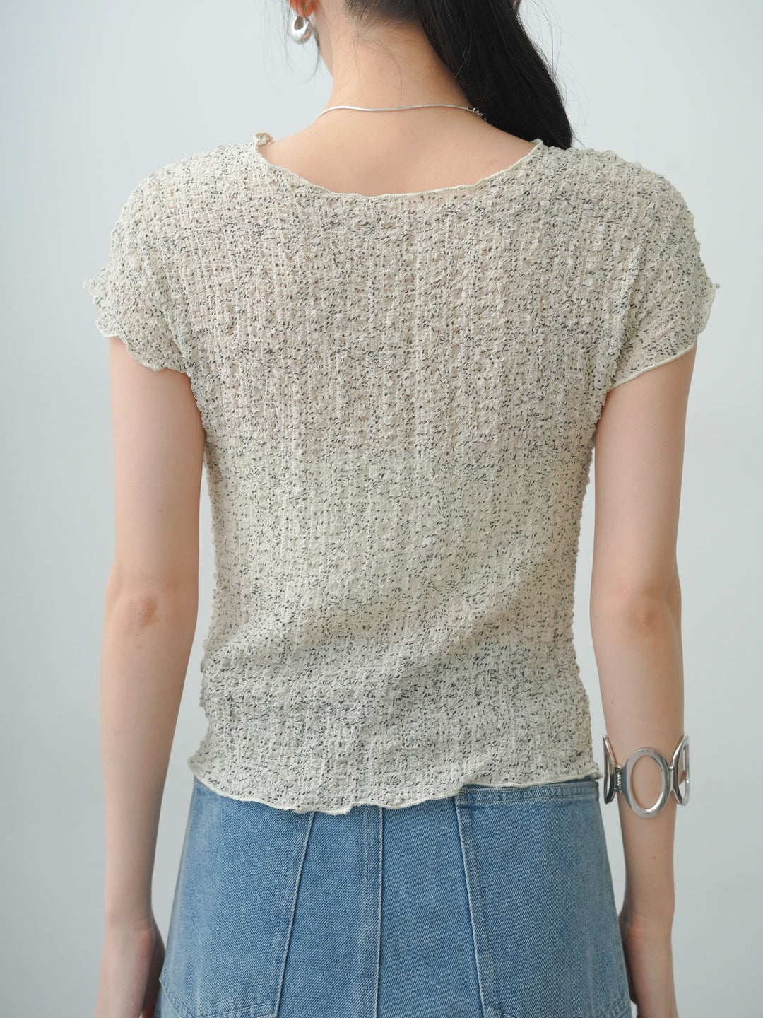 [予約]テクスチャープリントワッシャーフレンチトップス/lightgrey