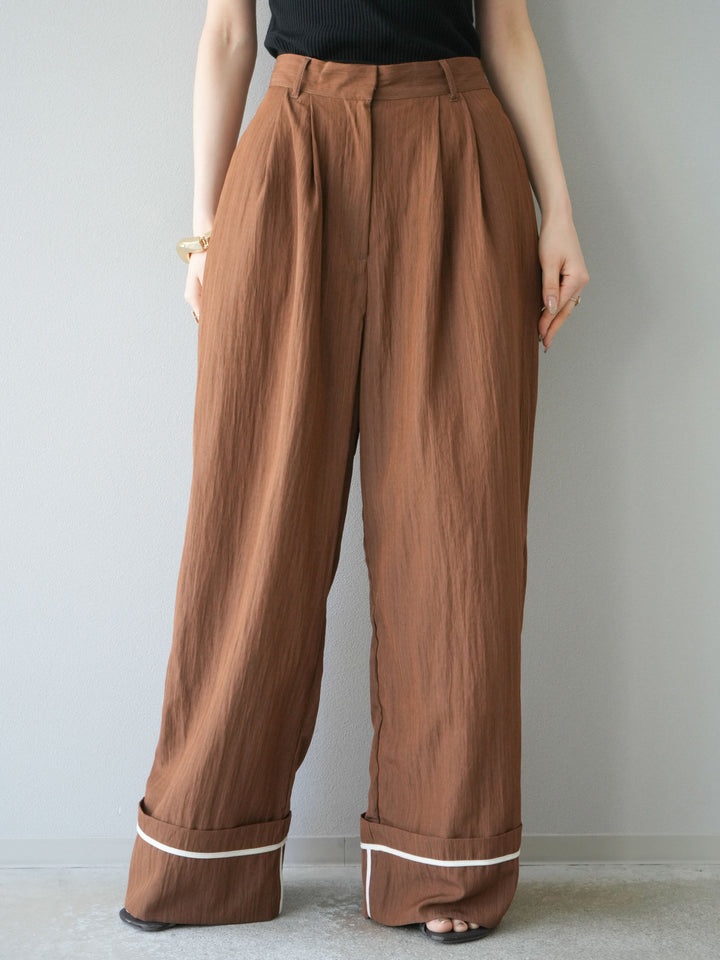 【預購】仿麻下擺寬褲/棕色
