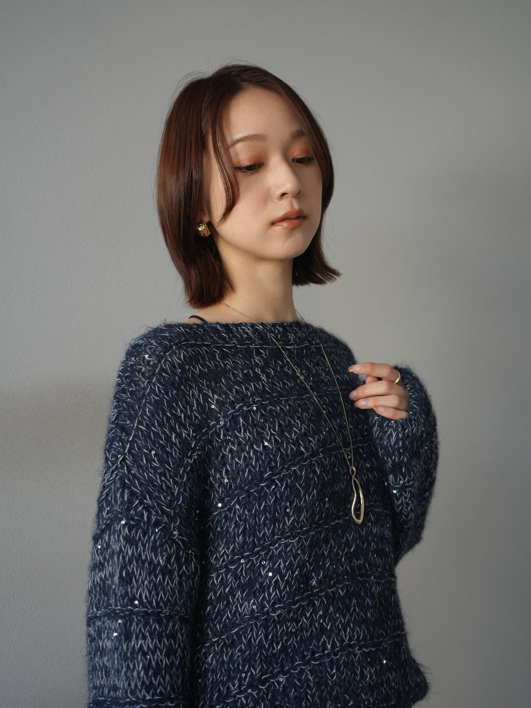 [予約]ドロップモチーフロングネックレス/gold