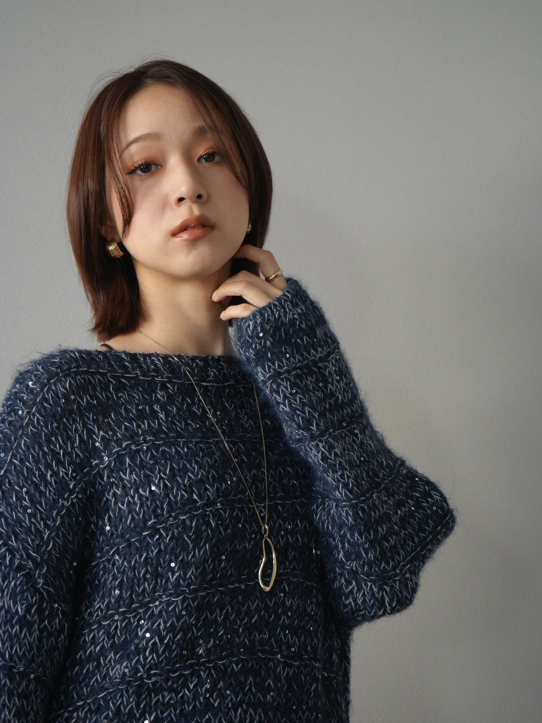 [予約]ドロップモチーフロングネックレス/gold