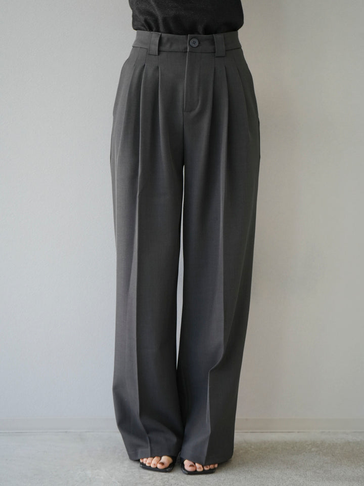 [Pre-order] 3-tuck wide pants/charcoal