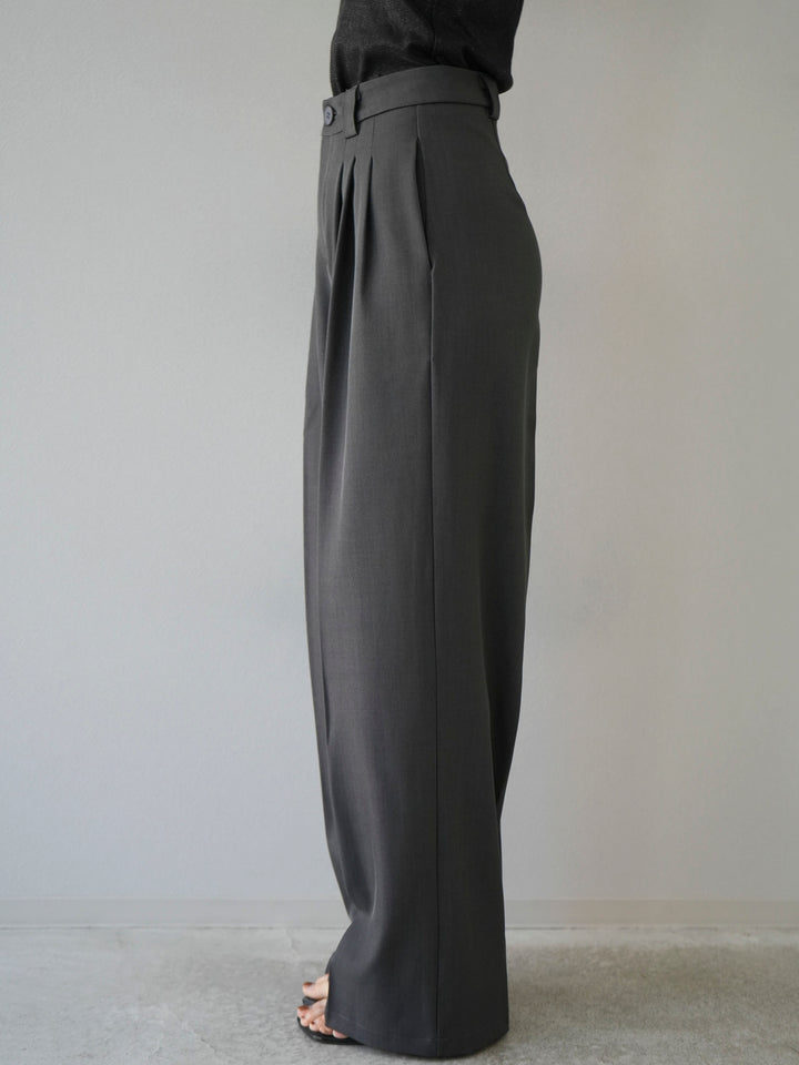 [Pre-order] 3-tuck wide pants/charcoal