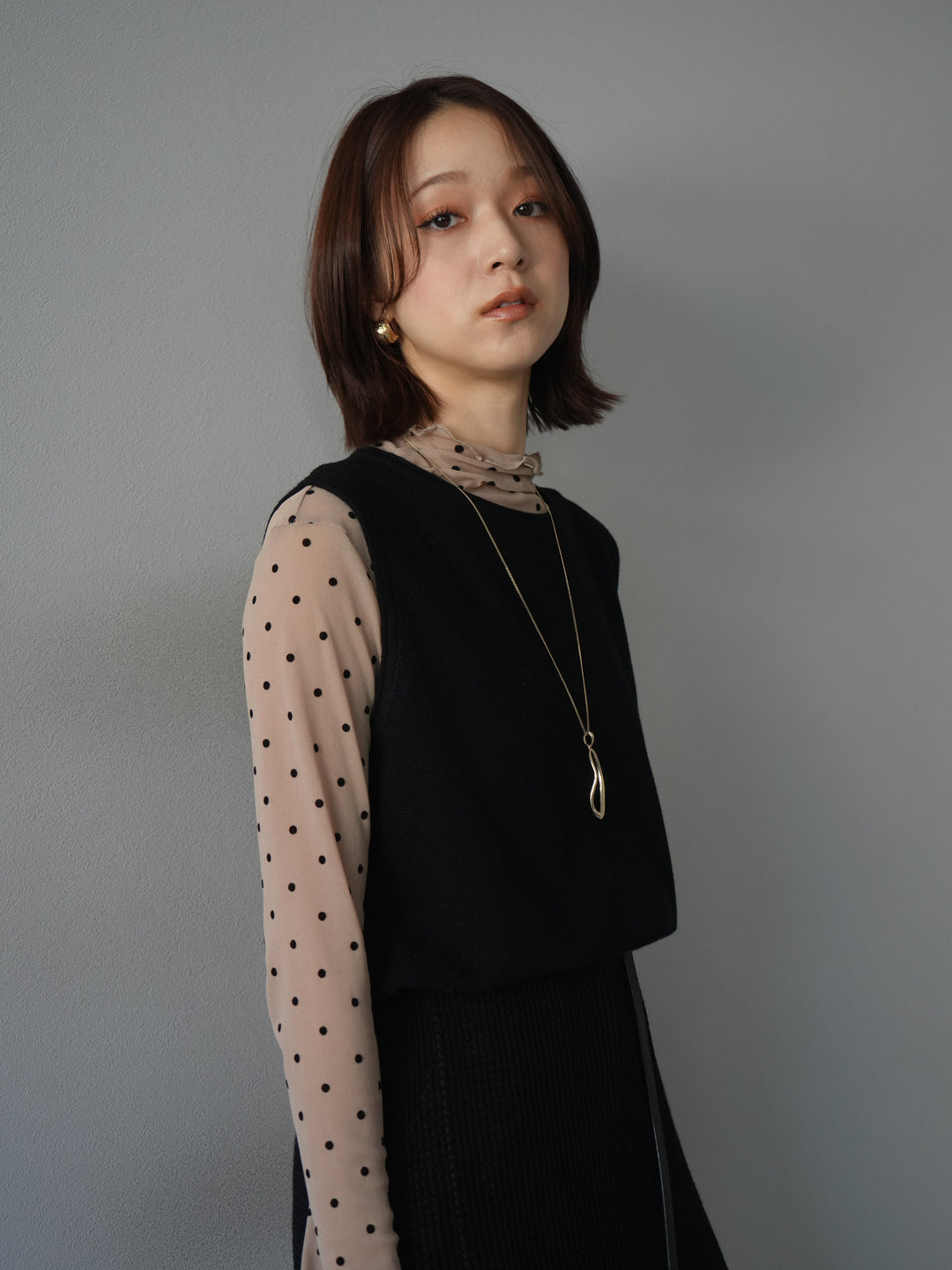 [予約]ドロップモチーフロングネックレス/gold