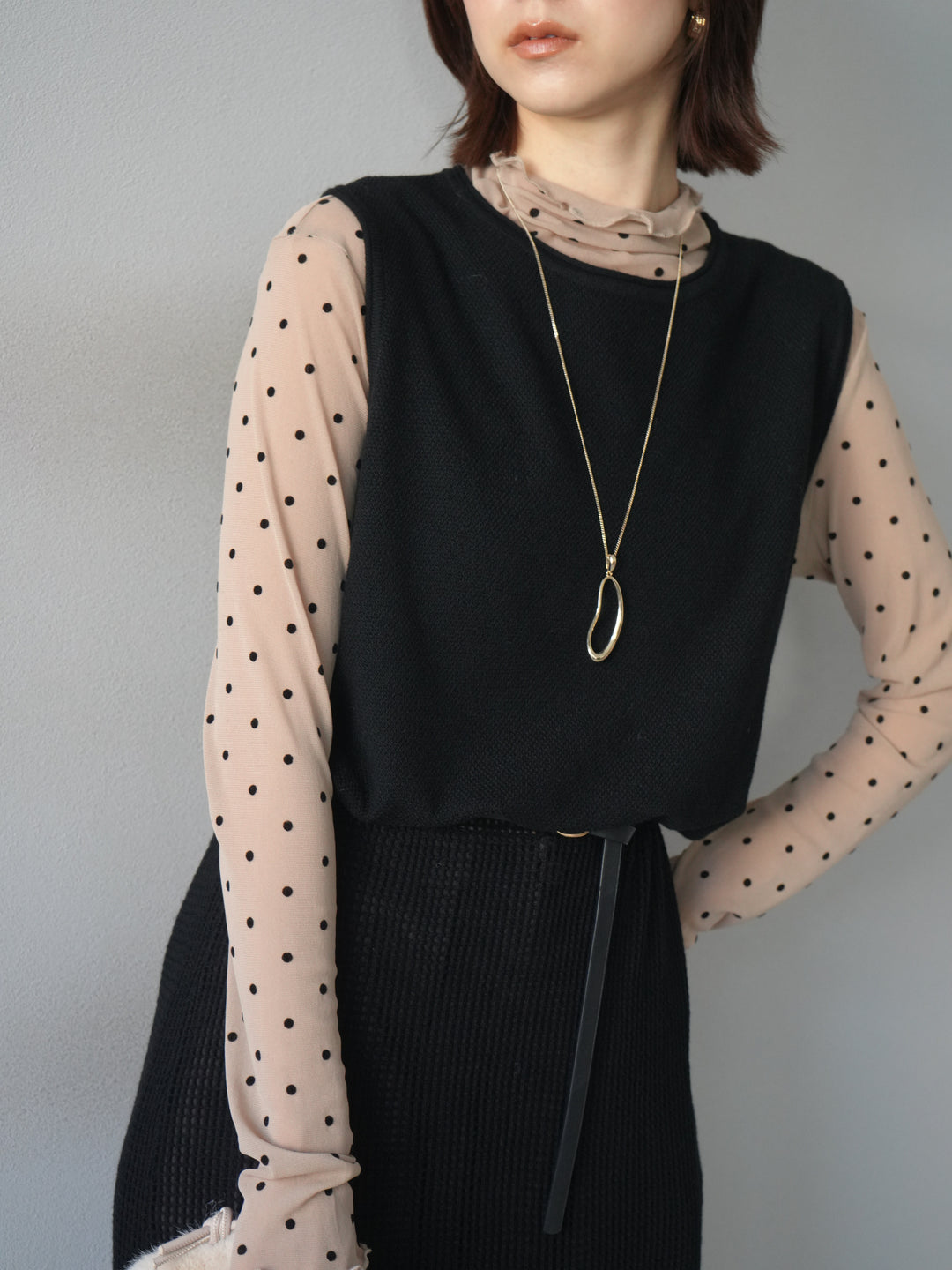 [予約]ドロップモチーフロングネックレス/gold