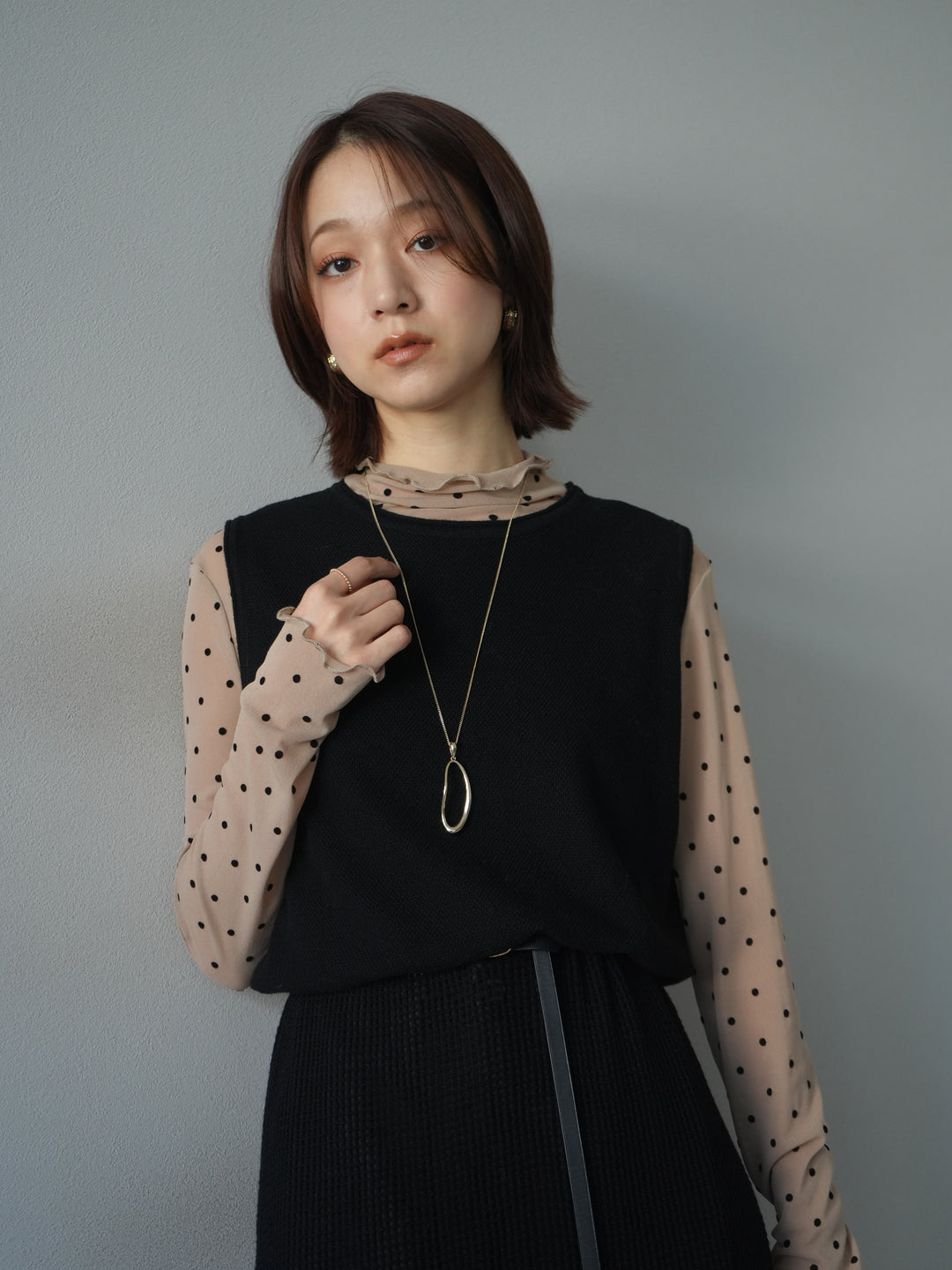 [予約]ドロップモチーフロングネックレス/gold