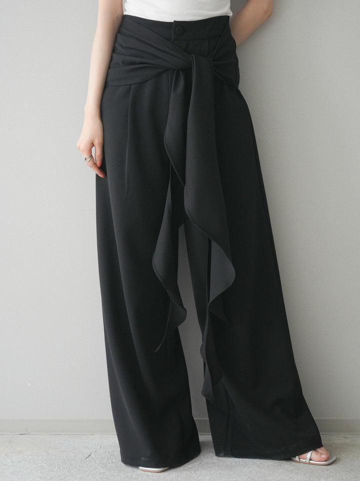 [予約]ラッフルベルトワイドパンツ/black