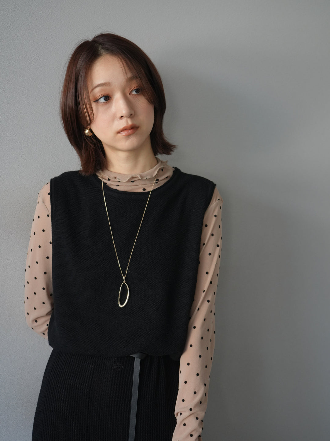 [予約]ドロップモチーフロングネックレス/gold