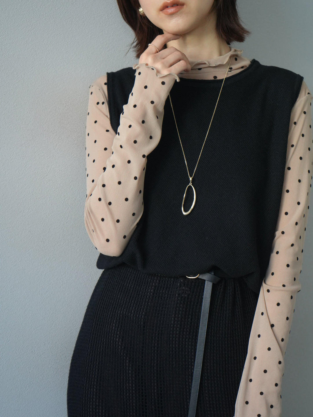 [予約]ドロップモチーフロングネックレス/gold