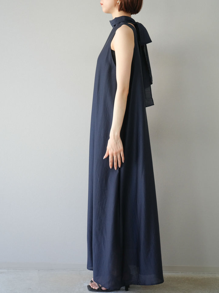 [予約]シアーホルターバックオープンワンピース/ネイビー