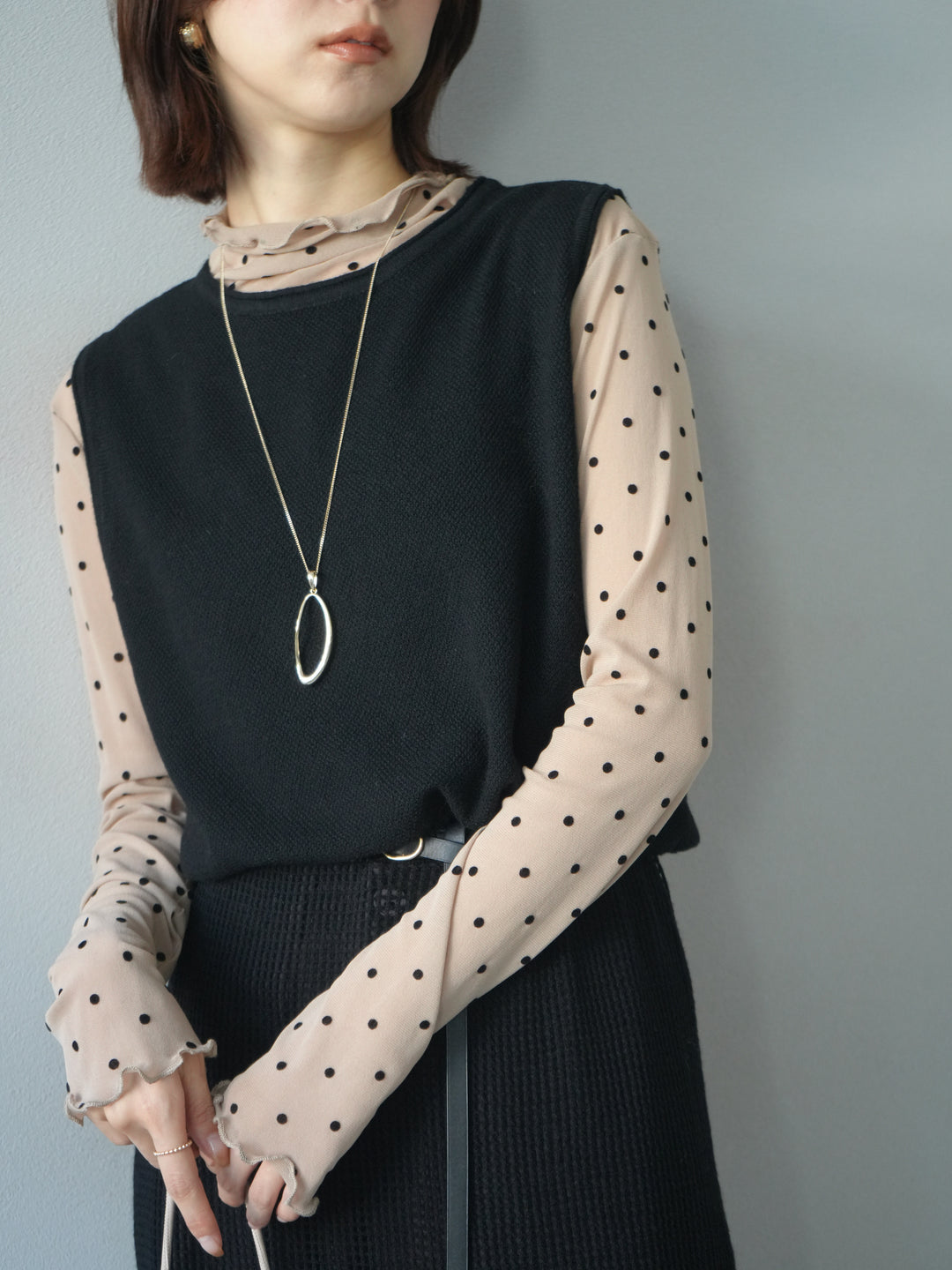 [予約]ドロップモチーフロングネックレス/gold