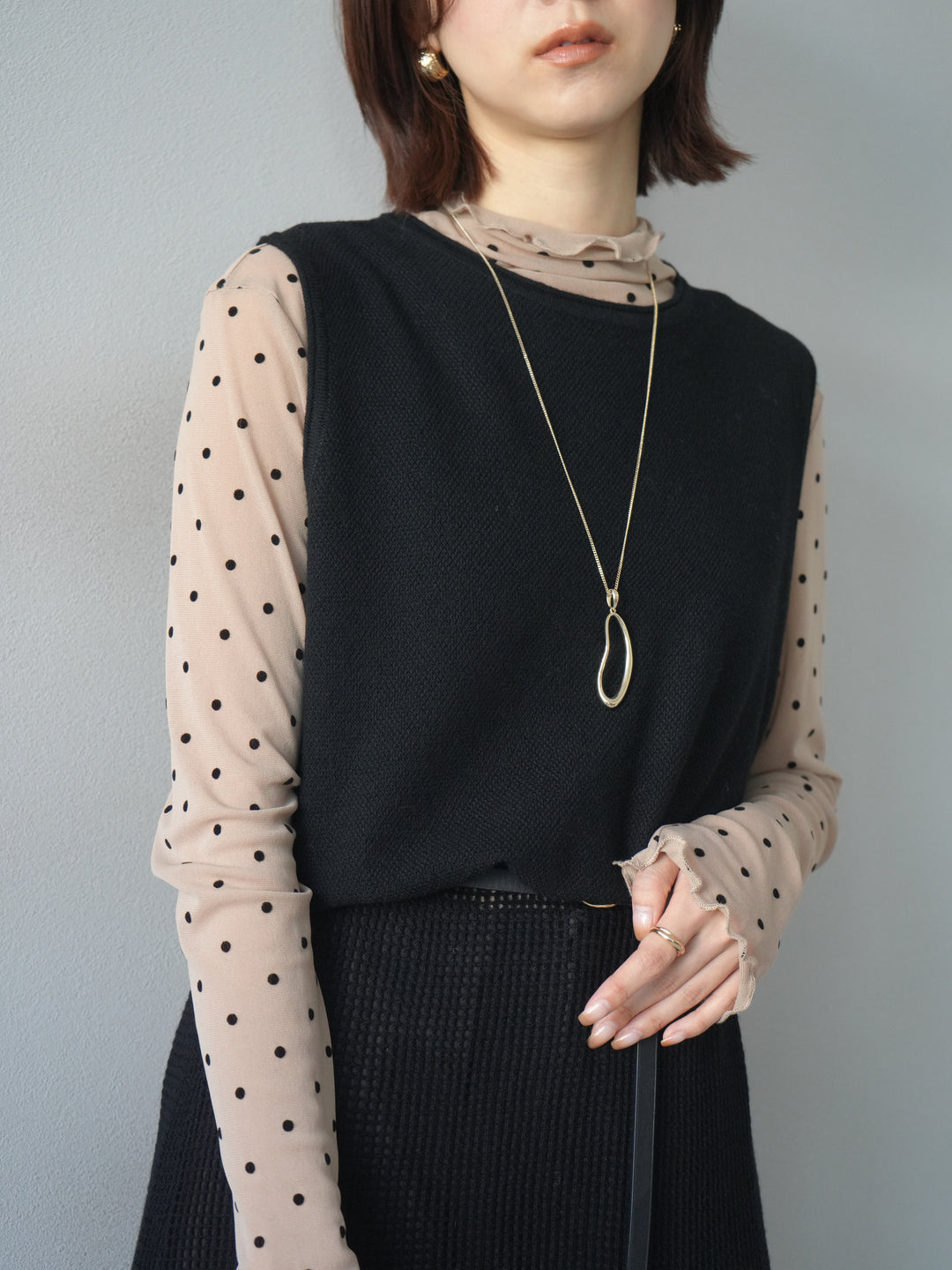 [予約]ドロップモチーフロングネックレス/gold