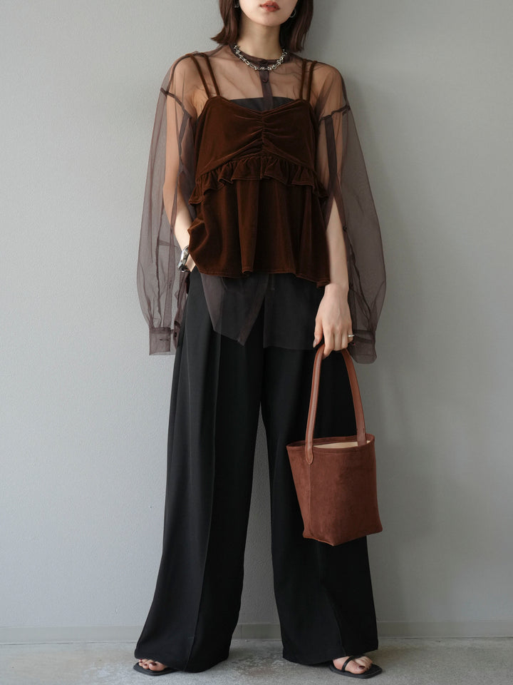 [予約]ベロアフリルビスチェ/ブラウン