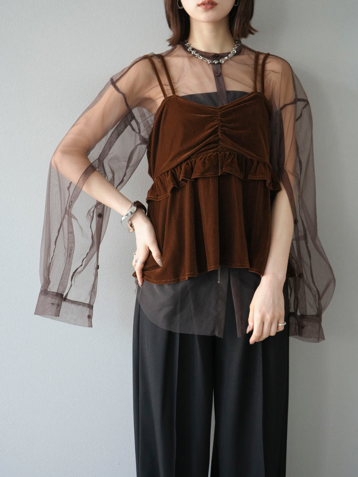 [予約]ベロアフリルビスチェ/ブラウン