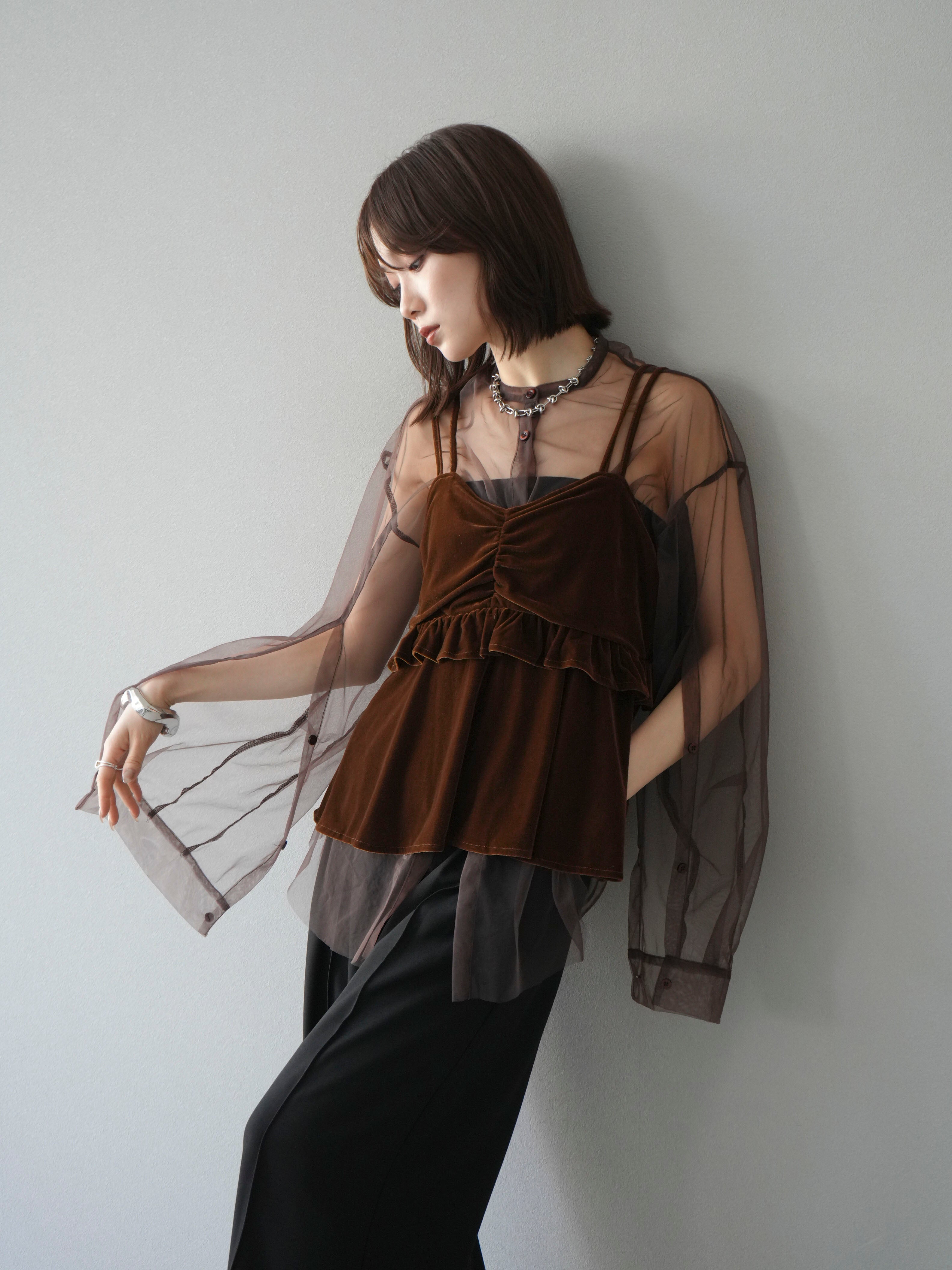 予約]ベロアフリルビスチェ/ブラウン – Lumier