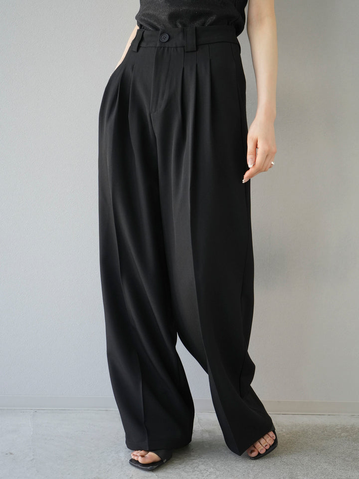 [Pre-order] 3-pleat wide pants/black