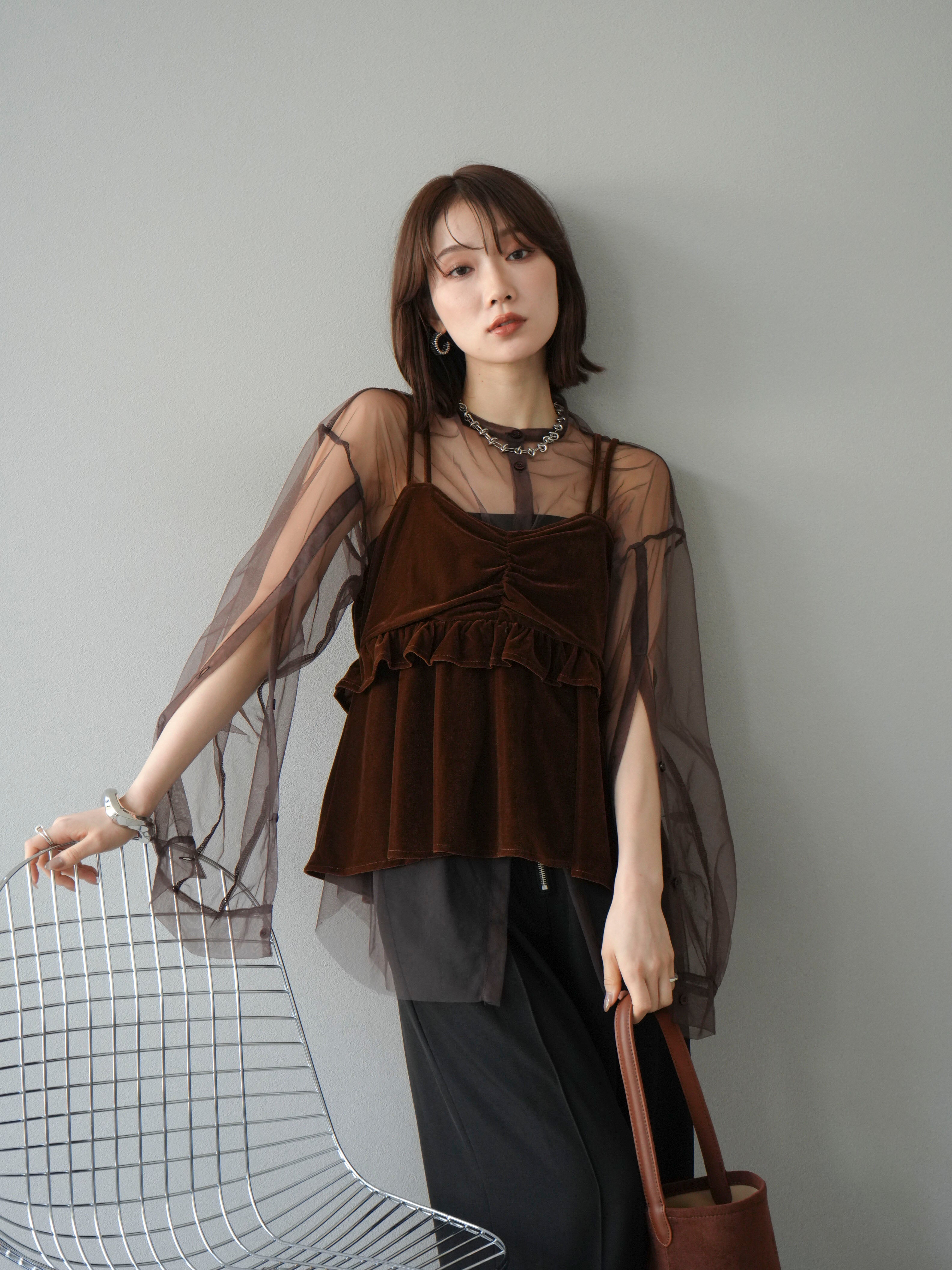 tiit tokyo フリルブラウンビスチェ 予約]ベロアフリルビスチェ/ブラウン – Lumier