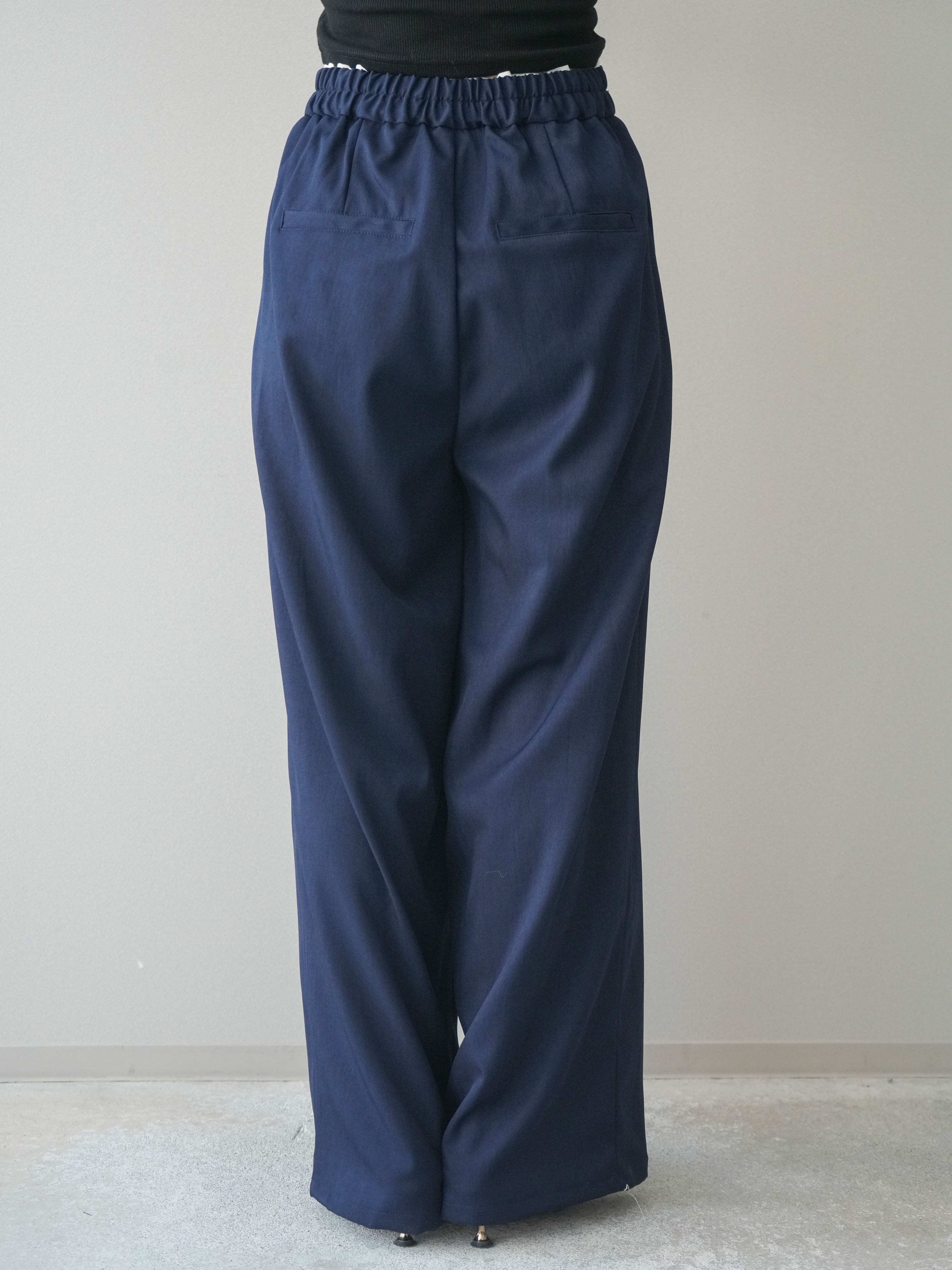 予約]異素材ドッキングメニータックワイドパンツ/navy – Lumier