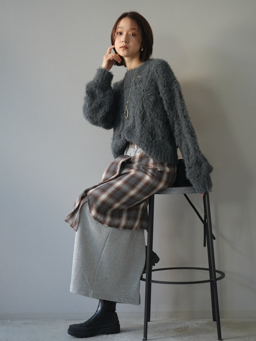 [予約]ドロップモチーフロングネックレス/gold