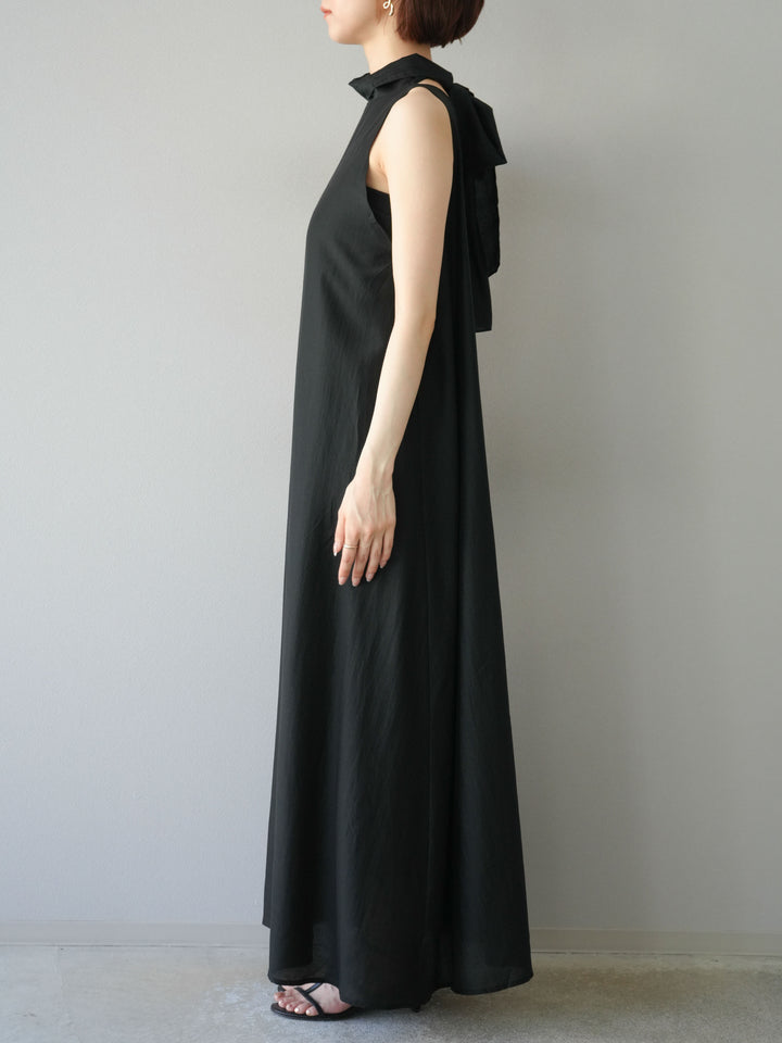 [予約]シアーホルターバックオープンワンピース/ブラック
