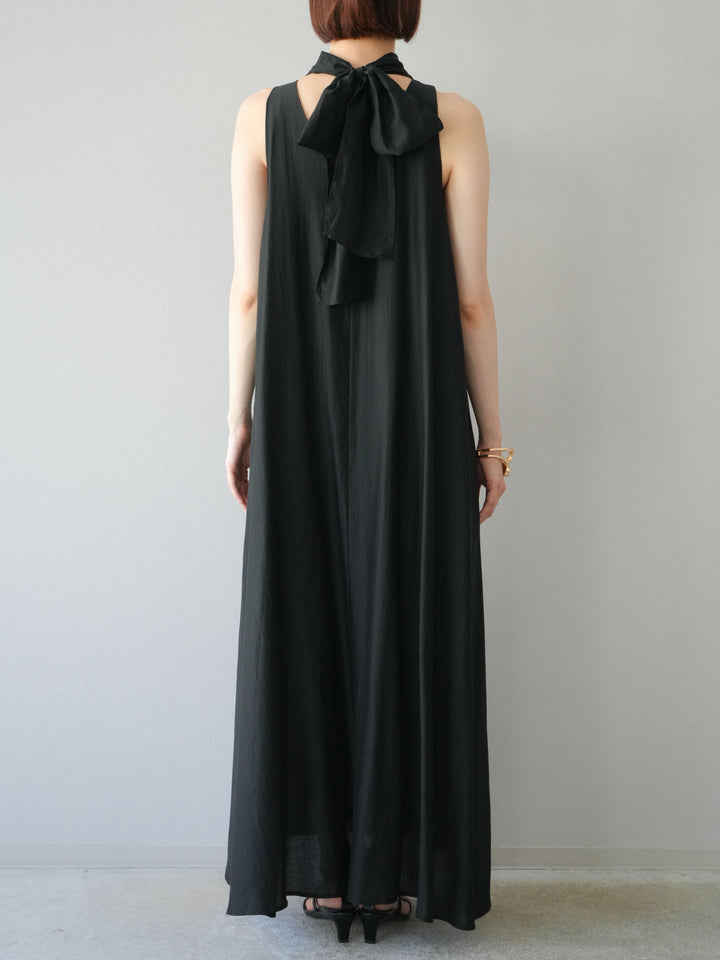 [予約]シアーホルターバックオープンワンピース/ブラック