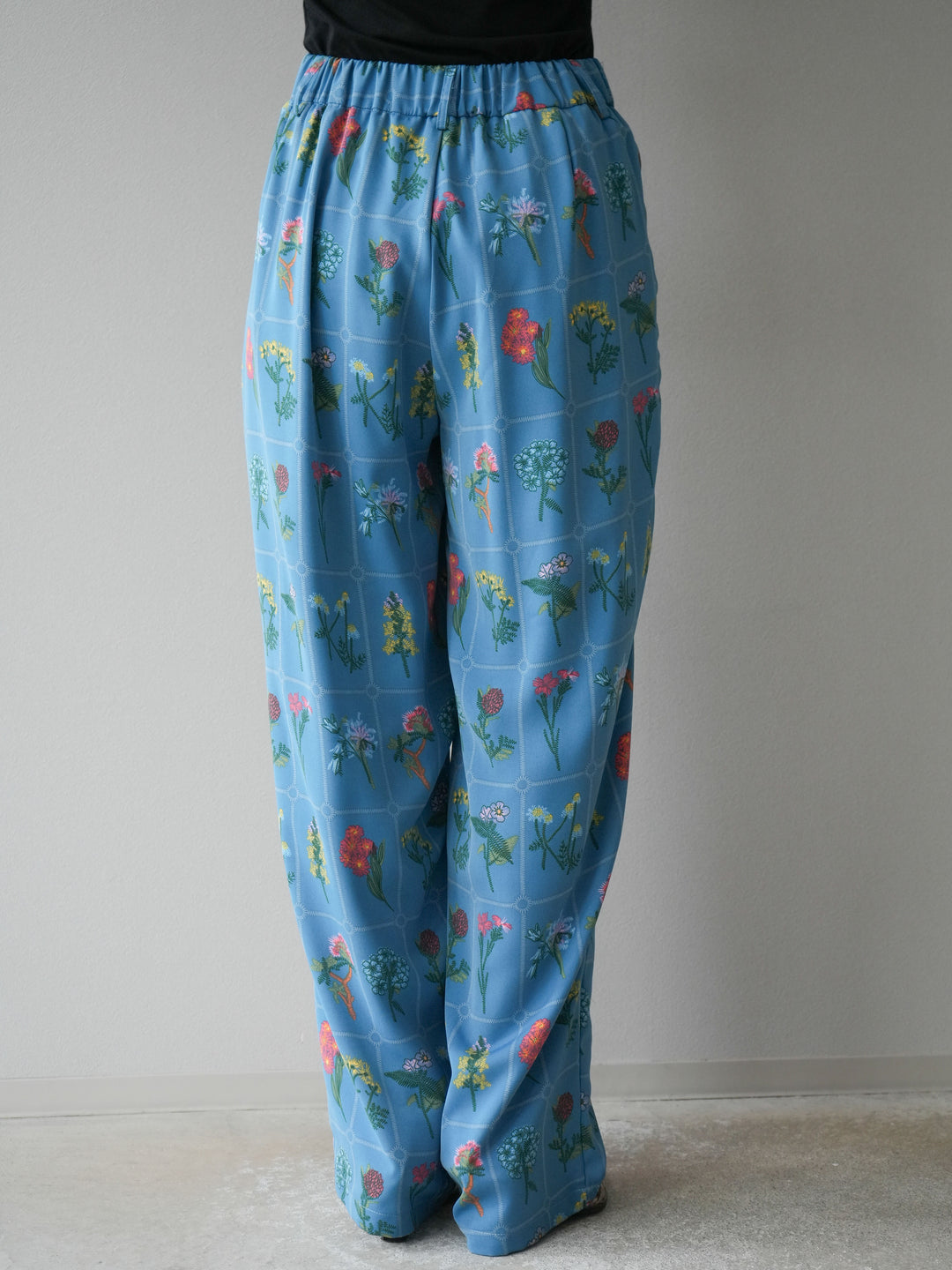 [予約]パッチワークフラワープリントイージーパンツ/ブルー