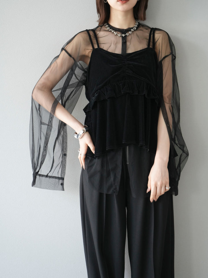 [予約]ベロアフリルビスチェ/ブラック